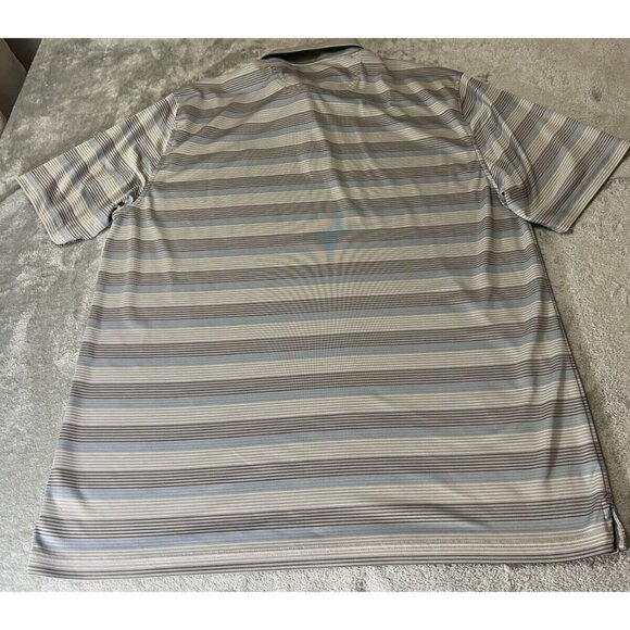 Greg Norman Tasso Elba Polo Shirt Mens 2XL Shark Play Dri Tan Stripe performance - Picture 5 of 5
